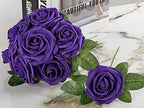 Hot Pink Foam Rose 50pcs Real Looking Fake Purple Rose with Stems Leaves for Home Decoration Party Garden Centerpieces DIY Wedding Bouquets（Hot Pink&Purple） - Image 6