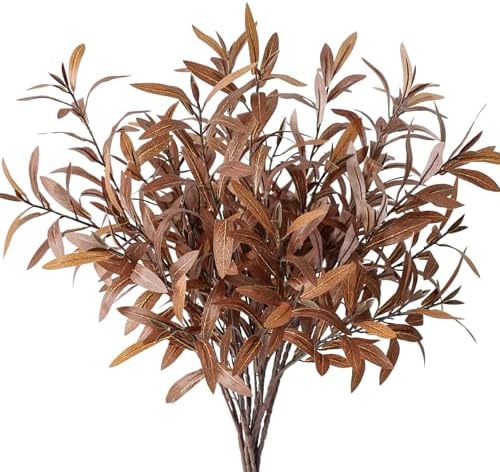 6Pcs Faux Olive Branches for Vases,23.6'' Tall Faux Fall Stems for Vases,Brown Artificial Olive Tree Branches for Fall Decor,Fall Foliage Stems,Fall Eucalyptus Stems for Home Decor,Floral Arrangement by LEFTOVER
