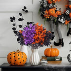 Uieke 6 Pcs Halloween Artificial Baby's Breath Flowers, Black & Purple & Orange Faux Gypsophila Flowers, Real Touch Silk Flowers for Cemetery Decor, Haunted House Party, Spooky Centerpieces - Image 3
