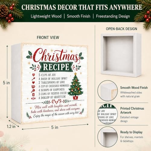 Christmas Kitchen Decor Gifts Christmas Recipe Wood Box Sign - Image 4