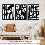 3D Wood Abstract Wall Art, Framed Black and White Wall Art, Modern Minimalist Black Wall Decor for Living Room Bedroom Bathroom Dining Room (Ready to Hang, 12x16 inches, Set of 3, Framed) - Image 4