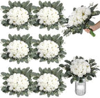 Zeyune 12 Bunches Wedding Bridesmaids Bouquets 144 Heads 7 Inch Artificial Rose Bouquets Silk Fake Flower Bulk with Stems for Proposal Anniversary Bridal Shower Home Party Decor(White) by Zeyune