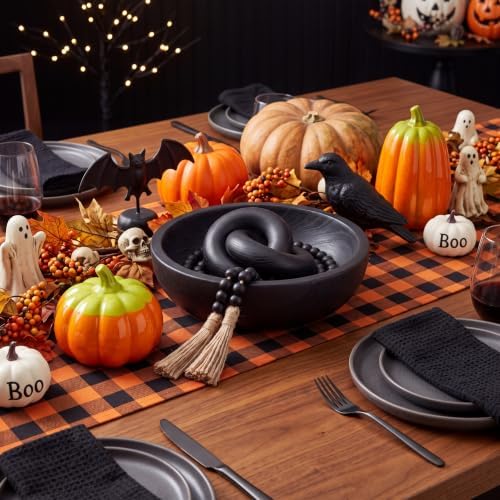 Novabright Farmhouse Wooden Bowl Set with Chain Beads, Black - Image 5