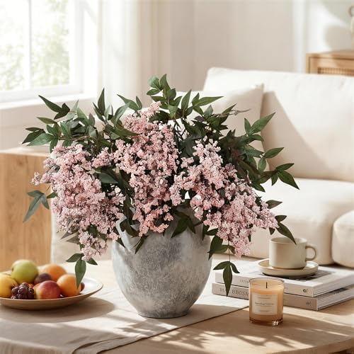 Fake Flowers 3 Pcs 35 Inch Greenery Stems Branches for Vase Floral Stems Realistic Sedum Spray for Home Decor Table Office Wedding Bedroom Party DIY Floral Arrangements Farmhouse Mantel - Image 3