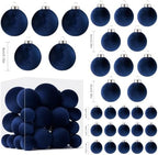Velvet Christmas Ball Ornaments - 30pcs Flocked Christmas Ornaments Set Shatterproof Classic Hanging Xmas Tree Decorations with Rope for Wreath Holiday Home Decor (Blue) - Image 2