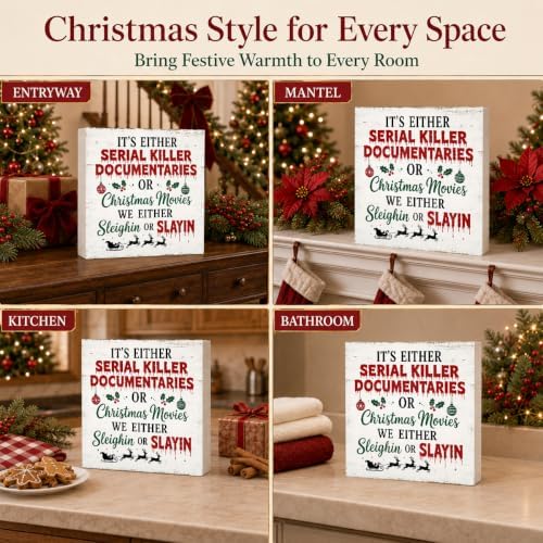 Christmas Decorations Funny Humor Quote Wood Box Sign - Image 6