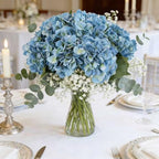 Kimura's Cabin 6pcs Hydrangea Artificial Flowers Silk Faux Hydrangeas,Blue - Image 3