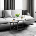 aboxoo Black Nesting Coffee Glass Table Set of 2, Metal Freme Side End Tables - Image 5