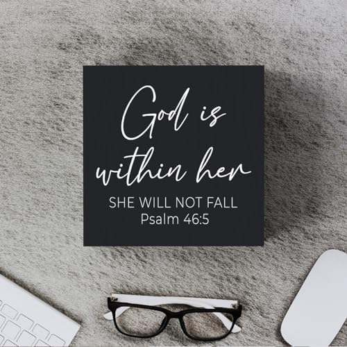 Christian Gifts for Women Motivational Scripture Bible Verse Desk Decor Wood Sign Rustic Black Wooden Box Sign for Home Office Living Room Bedroom Table Shelf Religious Decor Birthday Christmas - Image 4