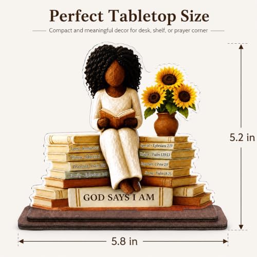 African American Christian Gifts for Women, God Says I Am Girls Desk Plaque - Image 2
