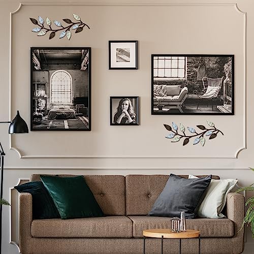 Zhengmy 2 Pcs Metal Leaf Wall Art Vine Branch Decor,Pastel Colors - Image 3