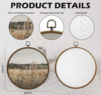Round Wall Decoration, Vintage Floral Field Landscape Wall Art, Printed Canvas Wall Hanging for Bedroom Kitchen Home Office, Living Room Wall Art, Dorm Decor, Circular Wall Hanging with Hooks,21 - Image 2