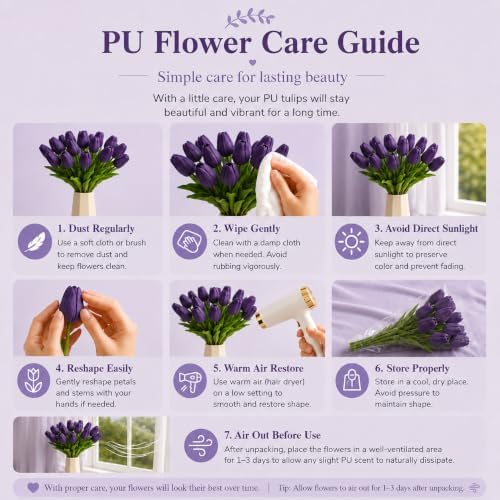 Mandy's 20pcs Artificial Dark Purple Tulips - Image 6