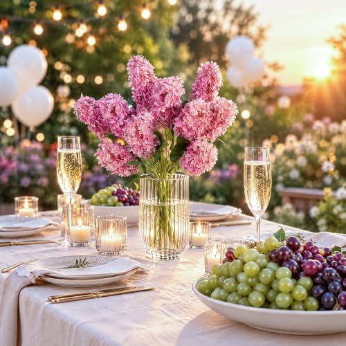 Ttranewsoo Fake Flowers Hydrangea Silk Flowers with Stems, Fake Grayish Hydrangea Artificial Flowers Winter Flowers Artificial for Decoration Vase Decor 24"（Dusty Rose） 8PCS Wthout Vase - Image 4