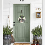 Interchangeable Welcome Sign for Front Door with 14 Changeable Icons, Farmhouse Front Porch Decor Rustic Wooden Wall Sign with 12 LED Lights, Outdoor Seasonal Welcome Home Decorations (White1) - Image 2