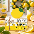 Geelin 4 Pcs Lemon Kitchen Decor Table Decoration Wooden Book Stack Signs - Image 5