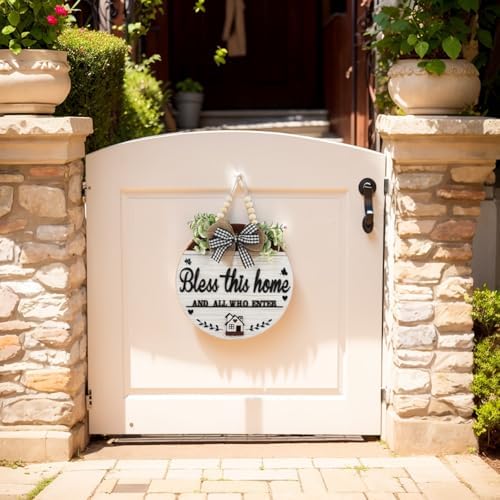 3D Bless This Home And All Who Enter Wooden front Door Signs，Door Decorations Hanging,Christian Jesus Home Porch Wall Decor，Spring Wreaths，Door Wreaths for Front Door Outside All Season - Image 6