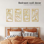Bakovity Gold Metal Bathroom Wall Art Minimalist Line Art Wall Decor Gold Abstract Modern Wall Decor for Bathroom Living Room Bedroom (4 Pcs,17 x 9 in) - Image 4