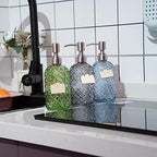 16oz Diamond Pattern Glass Soap Dispenser with Rust Resistant Pump - Image 5