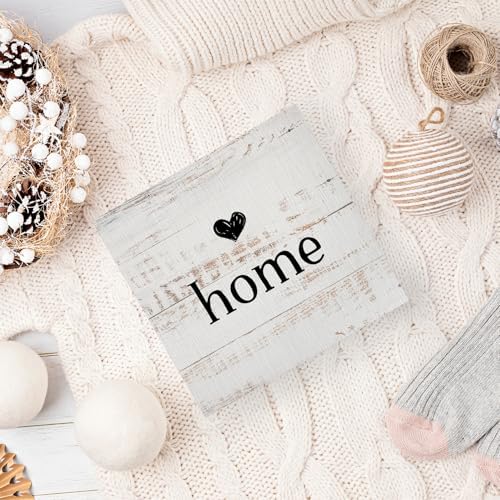 Home Sign, Home Signs for House Decor, Welcome Sign, Rustic Farmhouse Vintage Desk Decor Wood Block Box Plaque for Living Room Wall Shelf, Housewarming Gifts - Image 6
