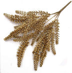 CATTREE Christmas Artificial Golden Plants, Plastic Grass Faux Shrubs Fake Lavender Leaves Simulation Wheat Ears Bushes Home Indoor Wedding Party Decoration Hall Table Planter Filler - Gold 4 Pack - Image 3