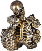 Halloween Skeleton Decor, Gothic Skeleton Couple Resin Statue with Roses by XYQXYQ