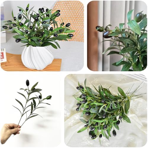 Fake Plants Artificial Olive Branches 10” Fake Greenery Small Olive Leaves Stems, Faux Tree Branch Greenery Stem Silk Plant for Home Decor Office Wedding Bouquets Party DIY Decoration 20 Pcs (No Vase) - Image 3