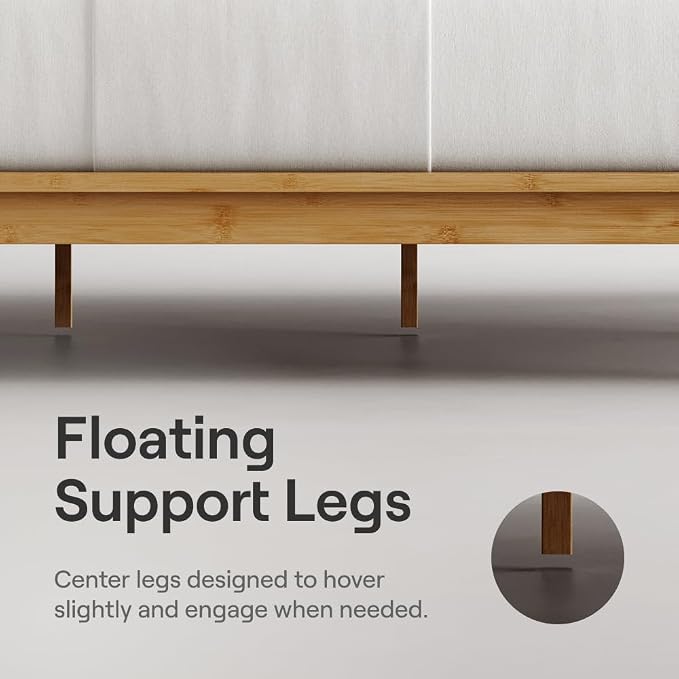 Nectar Bamboo Platform Bed Frame & Upholstered Headboard - Image 3
