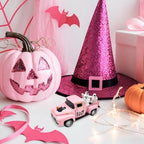 Pink Halloween Ghost Decor Vintage Metal Truck with 3 Mini Ghost Figurines - Image 6