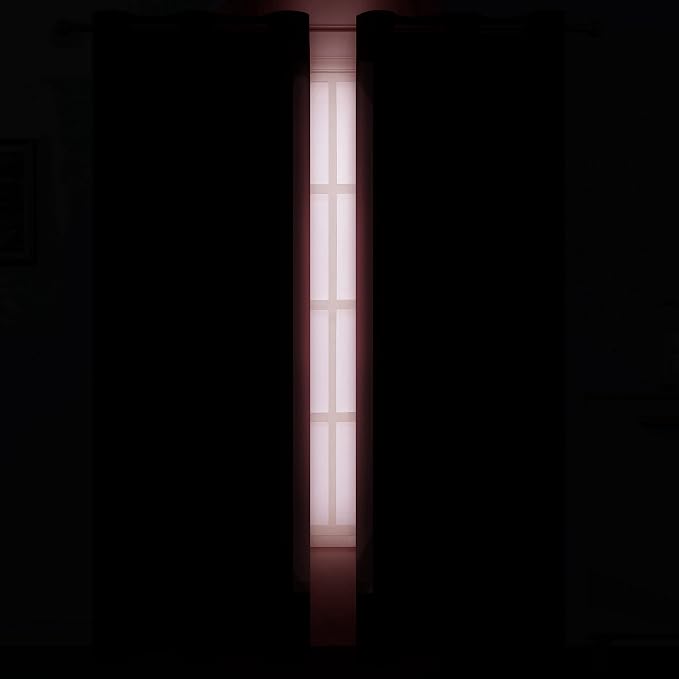 Red Thermal Blackout Curtains/42 x 95 Inch/Set of 2 Panels Room Darkening - Image 3