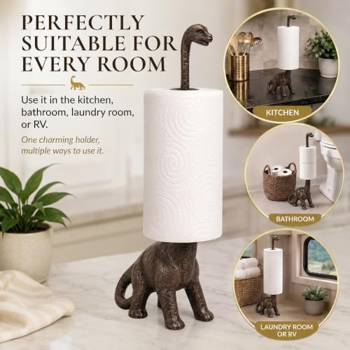 Wallcharmers Rustic Dino Paper Towel Holder & Metal Toilet Paper Stand - Image 7
