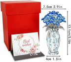 Blue Crystal Glass Forget Me Not Flower Figurine Table Centerpiece Decor - Image 5