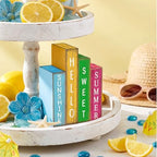 Lineshading 4 Pcs Summer Table Decoration Wooden Book Hawaii Beach Sign - Image 4
