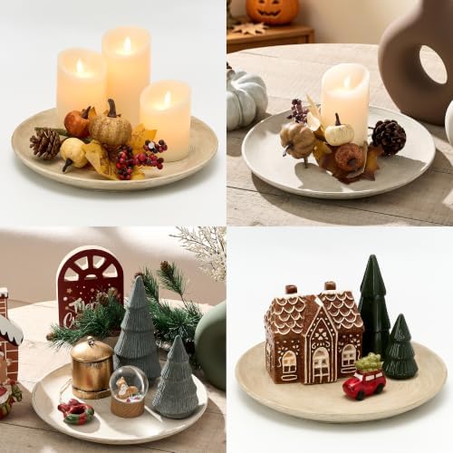 Ceramic Decorative Table Tray Round Trays Home Decor Farmhouse (12" Retro) - Image 2