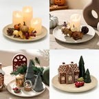 Ceramic Decorative Table Tray Round Trays Home Decor Farmhouse (12" Retro) - Image 2