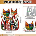Wesiti Metal Cat Wall Art 11x11.8in Colorful Retro Iron Sculptures - Image 2