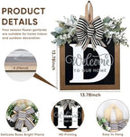 Ultra Large 14'' Last Name All Year Round Front Door Wreath with 26 Initial Letter Welcome Sign All Seasons Eucalyptus Garland and Bow Wreaths for Front Door Porch Farmhouse Decoration (D) - Image 4