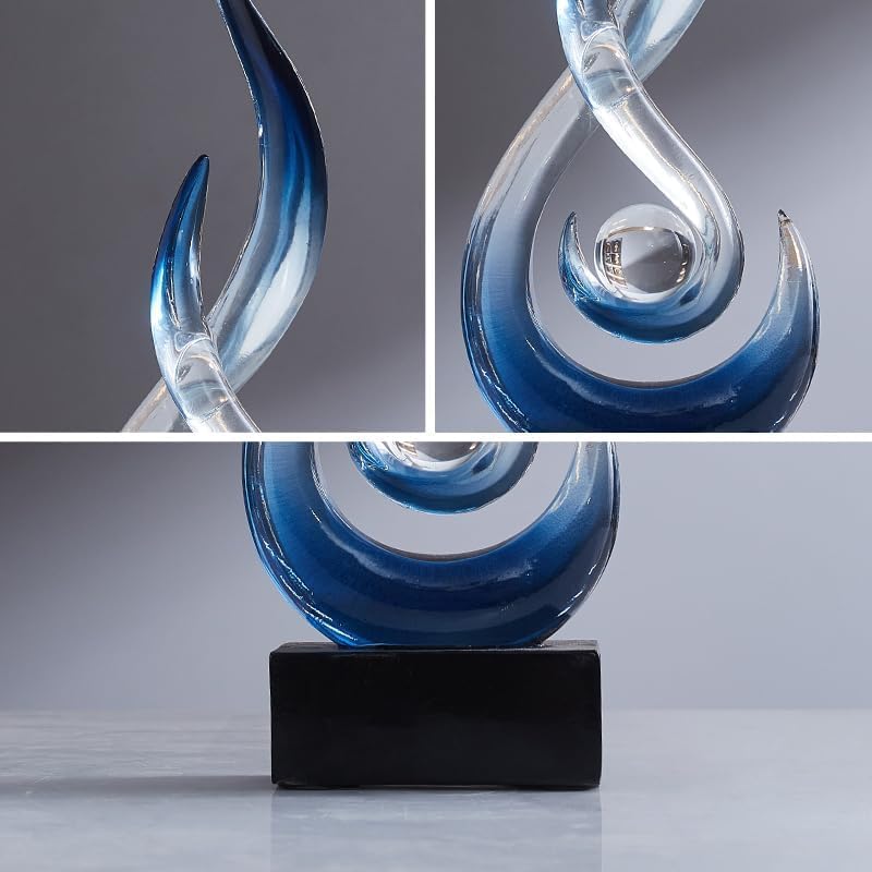Modern Abstract Art Table Decoration,Resin Flame Statue Modern Centerpiece Ornaments for Living Room Great Gift Idea Home Decor,Collectibles (Bule) - Image 5