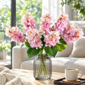 Ttranewsoo Hydrangea Artificial Flowers ,Fall Hydrangeas Artificial Flowers, Fake Fall Dried Hydrangea Decoration,Faux Silk Flower With Stems Winter Decor Indoor and outdoor(Pink 24"8pcs) Without Vase by Ttranewsoo