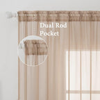 MIULEE 2 Panels Sheer Curtains for Living Room 54 X 96 Inches Brown | Window - Image 2