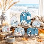 Leinuosen 6 Pcs Coastal Pumpkin Decor, Blue Fall Decorations for Home - Image 2