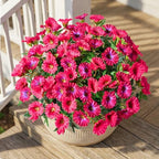 Rose Red Artificial Morning Glory Flowers for Outdoor Planters, Premium UV Resistant Silk Faux Flowers for Porch, Hanging Basket & Window Box, Summer Garden Decor, No Pot, 13.3 Inch, 8 Bundles by UqueetenLtd