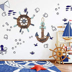 2 Pack 13" Nautical Beach Wooden Ship Wheel and 13" Wooden Anchor with Rope Nautical Boat Steering Wheel Rudder Anchor Wall Art Decor Door Hanging Ornament Beach Theme Home Decoration(Retro Brown) - Image 6
