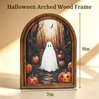 DAZONGE Halloween Wood Framed Arch Sign, Haunted Halloween Ghost Decor - Image 3
