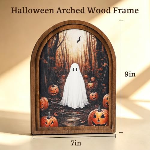 DAZONGE Halloween Wood Framed Arch Sign, Haunted Halloween Ghost Decor - Image 3