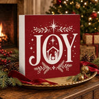 Christmas Decorations Joy Nativity Red Christmas Snowflake Xmas Wood Sign - Image 3