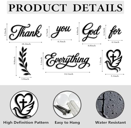 Thank You God for Everything Wall Decor Sign, 7-Piece Set - Image 4
