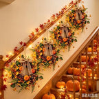 4 PCS Mini Fall Wreaths for Kitchen Cabinets Small Fall Hanging Wreath with Pumpkins Pinecones Berries Eucalyptus Thanksgiving Wreath for Front Door Window Cabinet Farmhouse Decor - Image 3