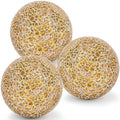 3 Pcs Decorative for Bowls,3.15" Gold Mosaic Glass Balls for Decor by Kepfire