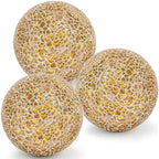 3 Pcs Decorative for Bowls,3.15" Gold Mosaic Glass Balls for Decor by Kepfire